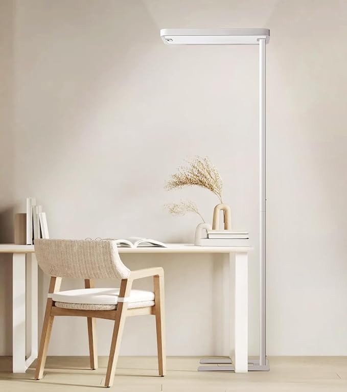 Pure Light Floor Lamp 9500LM Full Spectrum, 4000K Natural Daylight Eye-Care Reading Light, Dimmable 100W Standing Lamp with Motion Sensor for Home Office, 60000+ Hours