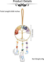 CrystalTears Chakra Crystal Tree Life Hanging Ornament Handmade 7 Chakra Healing Crystal Gemstone Glass Suncatcher for Home Window Wall Decoration Crystals Gifts for Women Men Friends