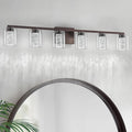 SineRise 6-Light Bronze Vanity Light with 3 Color Modes (3000K/4000K/6000K), Eye Protection LED Bathroom Light Fixture, Dimmable Modern Wall Light Over Mirror with Clear Glass Shade