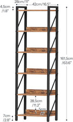 HOOBRO Bookshelf, 6-Tier Industrial Bookcase, Book Shelf Storage Organizer, Tall Bookshelf with Metal Frame for Living Room, Bedroom, Home Office, Kitchen, Rustic Brown and Black BF72SJ01