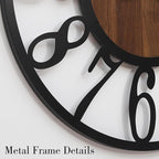 20 Inch Large Industrial Wood Wall Clock, Iron Frame & Artful Cutout Numerals, Silent Battery Operated, Decorative for Modern Farmhouse Living Room Office Dining Room Home Décor Products