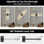 Battery Operated Wall Sconce Set of Two with Remote Control, 3000K-6000K Dimmable Black Wall Lights, Timable LED Wireless Wall Sconces, 350° Ratate for Bathroom, Living Room, Hallway 29.1 Inch