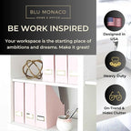 BLU MONACO | Cardboard Magazine File Holder Set of 6 Pink | Vertical Magazine File Holder with Gold Label Slots | Standing File Holder and Cardboard Bins for Shelves Desk Storage