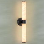 23.8in Alabaster Wall Sconce, Black Sconces with Spanish Marble, Modern Brass Wall Mounted Lamp, Hardwired LED Wall Lighting for Bathroom Bedroom Living Room Staircase Hallway Dining Room