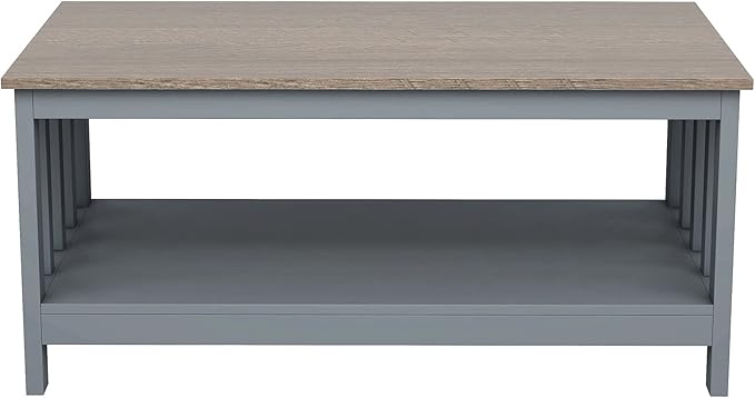 ChooChoo Grey Coffee Table, Coffee Table with Shelf for Living Room, 40 Inch