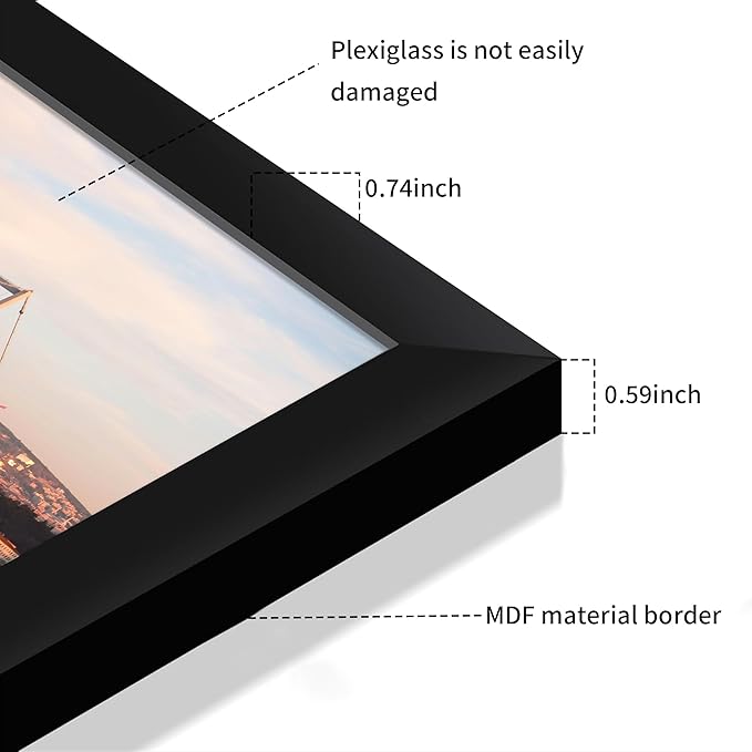 8.5x11 Picture Frame 3 Pack - Black Poster Frame Display Pictures 6x8 with Mat or 8.5 x 11 Without Mat for Wall Hanging Horizontal and Vertical