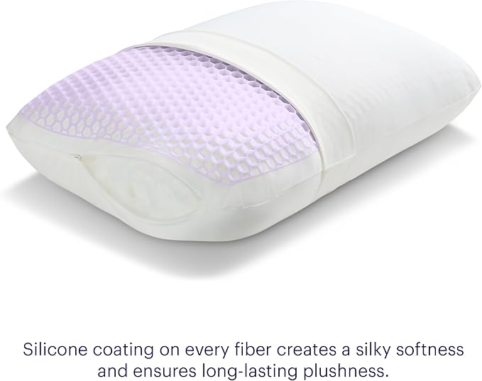 Purple GridCloud Pillow – Down-Alternative Pillow, GelFlex® Grid for Soft Support & Pressure Relief for Side Sleepers– Always-Fluffy Silicone-Coated Fill– Breathable Moisture-Wicking Cover - Standard
