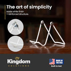 KINGDOM SOLUTIONS MADE IN USA 12-Pack Adjustable White Metal Easels - Book Stand - Sturdy Plate Stand for Art, Pictures, Books, Frames - Unique on the Market