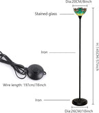Tiffany Floor Lamp Tochiere Standing Green Dragonfly Style Stained Glass Floor Light Vintage Tall Pole Uplight Lamp Rustic Corner Lamp with Foot Switch for Home Decor Living Room Bedroom