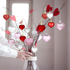 ZMCINER 36PCS 2 Sizes Heart Ornaments Valentine Ornaments for Tree Decorations, Valentine Day Ornaments for Heart Decorations (3 Colors)