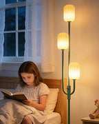Lightdot 66IN Dimmable Floor Lamp 3-Lights Vintage Green Floor Lamps with Cylindrical Shade& Bulbs Included for Wedding/Party Modern Tall Standing Lamp for Living Room/Bedroom/Sofa Beside/Corner Decor