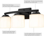 Adam Modern 3-Light Vanity Light Industrial Wall Sconce Lighting Fixture with Etched Glass Shade in Dark Bronze Black Finish for Bathroom, Hallway, Kitchen, Mirror