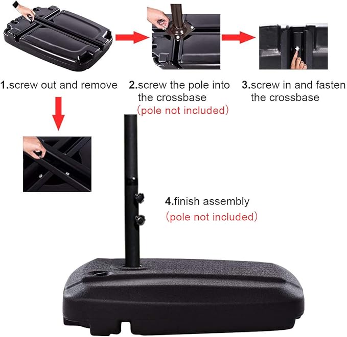 Giantex Fillable Offset Umbrella Base, 210 lbs Umbrella Weighted Stand for Cantilever Umbrella, Filled with Water or Sand, Heavy Duty HDPE Offset Patio Umbrella Base Stand with Wheels for Lawn Garden