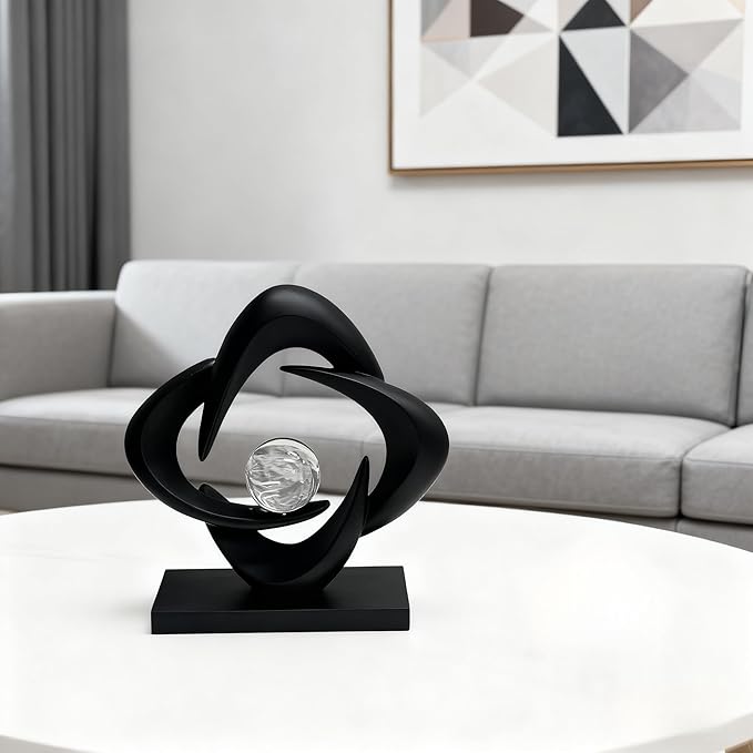 AWNR Gold Abstract Sculpture House Decor Aesthetic - Home Décor Accents for Nightstand, Shelves, Dining Room, Entryway Table, Office, Desk Accessories (Black C)
