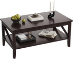 ChooChoo Coffee Table with Thicker Legs, Brown Wood Coffee Table with Storage for Living Room, 47 inch