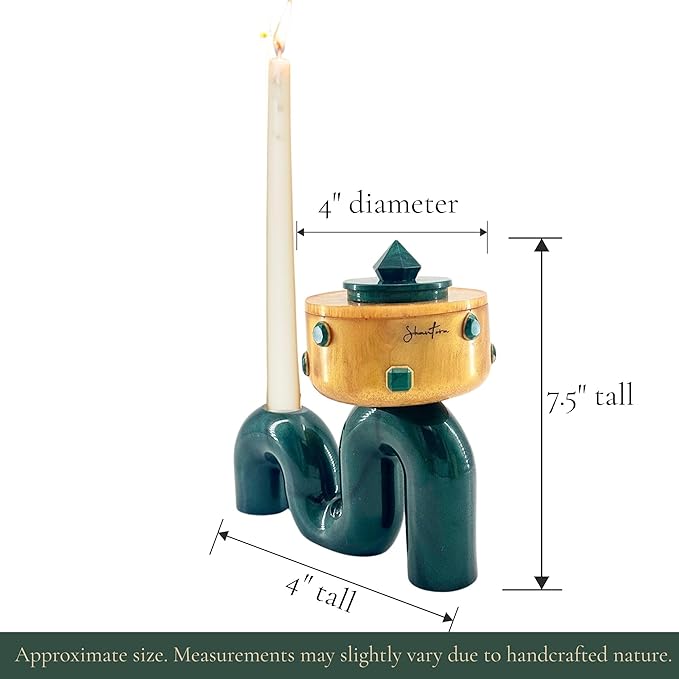 Luxury Centerpiece Serving Pedestal Bowl & Candle Holder Stand Combo with Stone Accents (Gold Combo Pedestal Bowl with Green Candle Holder Stand & Stone Accents, Set of 2)