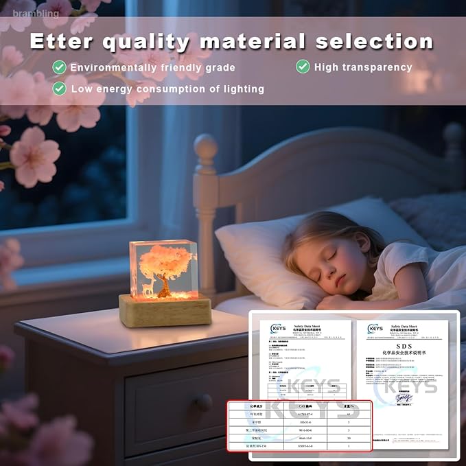 brambing Sakura Elk Resin Ambient Light Bubble free, Non stringy, Odorless, Durable Premium Home Decor Piece, Perfect Craft For Collection Ideal Gift Choice. (Sakura - deep pink, Small - 5CM)