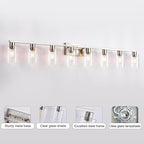 8-Light Brushed Nickel Vanity Light Fixtures,Modern Large Bathroom Light Fixtures Wiht Clear Glass ShadeRust and Moisture Resistant Easy to Install Vanity Lights for bathroom lights over mirror