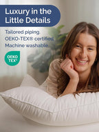 Bed Pillows King Size Set of 2 - 100% Cotton Breathable Cover - Premium Down Alternative for Side Sleepers, Back or Stomach - Soft Luxury Hotel Quality Pillows - Comfy, Cozy & Plush - Oeko-Tex, White