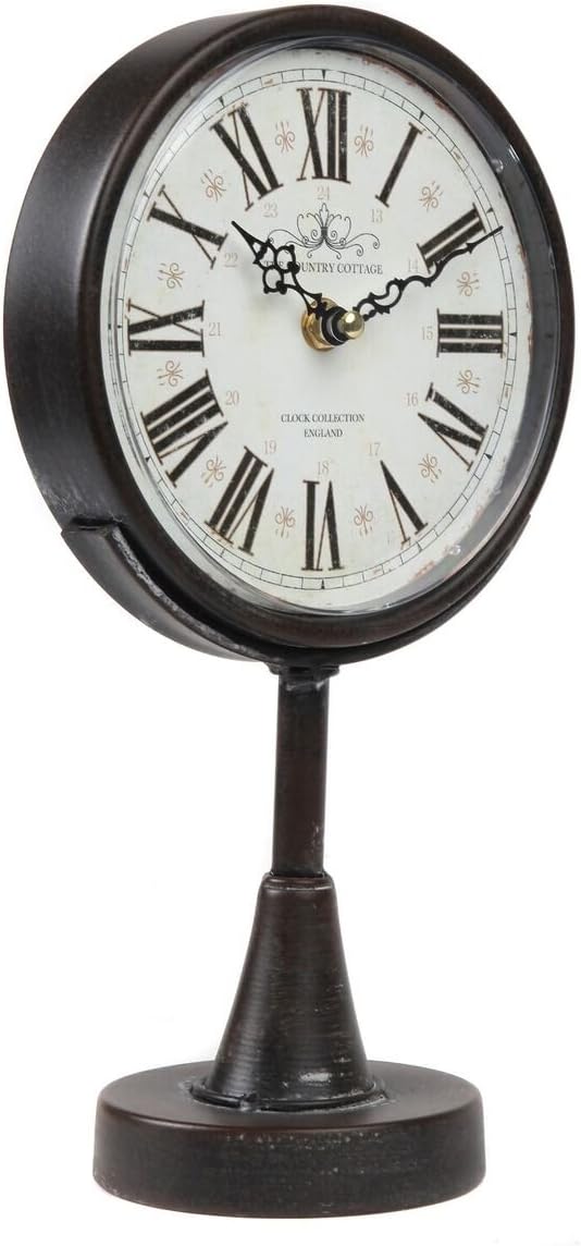 Lily's Home Antique Inspired Decorative Mantle Clock with Large Roman Numerals, Silent-Non-Ticking with Quartz Movement, Fits with Victorian or Antique Décor Theme, Black (11 3/4" Tall x 6 1/2" Wide)