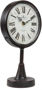 Lily's Home Antique Inspired Decorative Mantle Clock with Large Roman Numerals, Silent-Non-Ticking with Quartz Movement, Fits with Victorian or Antique Décor Theme, Black (11 3/4" Tall x 6 1/2" Wide)
