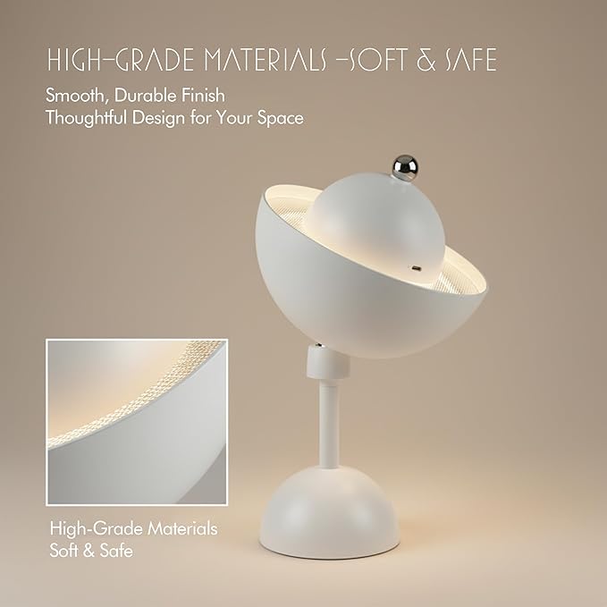 Detachable Magnetic Head Desk Lamp,Rechargeable Battery Powered Table Lamp,Dimmable Type-C Charging,Cordless Table Lamp for Reading Study Bedside