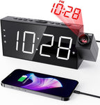 Projection Alarm Clock on Ceiling,Digital Clock for Bedroom with Battery Backup,7”Large Display,USB Charger,Dimmer,180° Rotatable Projector,12/24H,Snooze,DST,Loud Alarm Clock for Kids,Adults,Elders