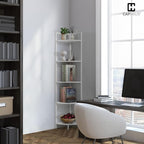 CAPHAUS 5-Tier Corner Shelf, Tall 59.1-Inch White Metal Frame Display Rack, Bookshelf Unit for Bathroom, Living Room, Home, Office