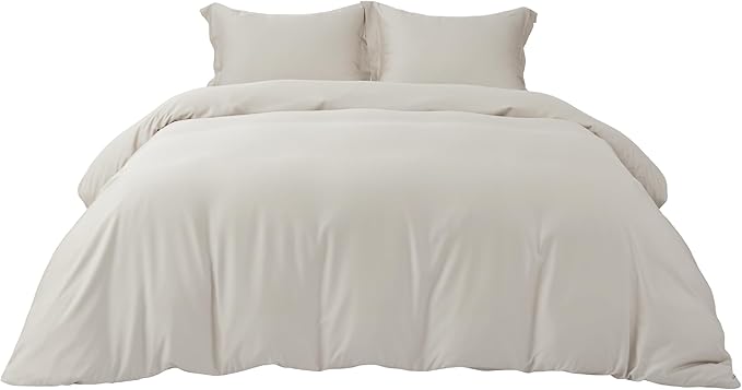 Bedsure 100% Rayon Derived from Bamboo Duvet Cover King Size - Lightweight Silky Cooling Comforter Cover Set for Hot Sleepers, Breathable & Moisture-Wicking Bedding Set, Linen
