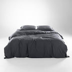 Olive + Crate Tencel Eucalyptus Cooling Duvet Cover Set - Hypoallergenic, Lyocell Tencel Duvet Cover - Soft, Temperature Regulating with Hidden Button Closure & Corner Ties - King Size [Charcoal]