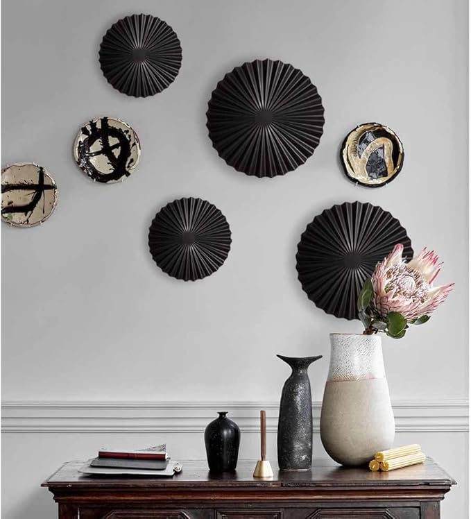 ITrixgan Black Metal Wall Art Decor For Living Room, Wall Hanging Decor Set Above TV Wall Decor, Gothic Room Decor for Bedroom Round Decorative Wall Art, Black Wall Decorations For Home Above Bed