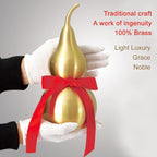 Feng Shui Wu Lou Brass Gourd with Red Luck Strip for Charm Prosperity Home Furnishing Decor, 7.87inch Tall, Full Brass, Fortune Protection, Bring Good Luck, Safty, Healthy, Success