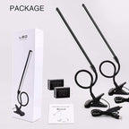 Clamp on Lamp, Clip Light, Desk Lamps 3 Color Temperature Setting, 10 Brightness Levels, 2m USB Cord Power Supply and AC Adapter Included, Pack of 2 (Black)
