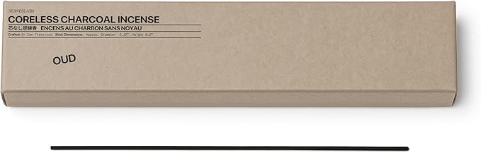 Oud Coreless Pure Incense Sticks, Clean-Burning, Niche Chinese Pepper, Rosewood, Amber, Vetiver, Oud, Tonka Bean Scented, Hand-Dipped, 1 Hour Burn Time, 20 Sticks, Bamboo Charcoal-Based