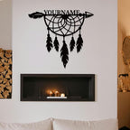 Personalized Dream Catcher Metal Wall Art - Custom Name Iron Sign for Home Decor, 8-30 Inch Black (Style F)