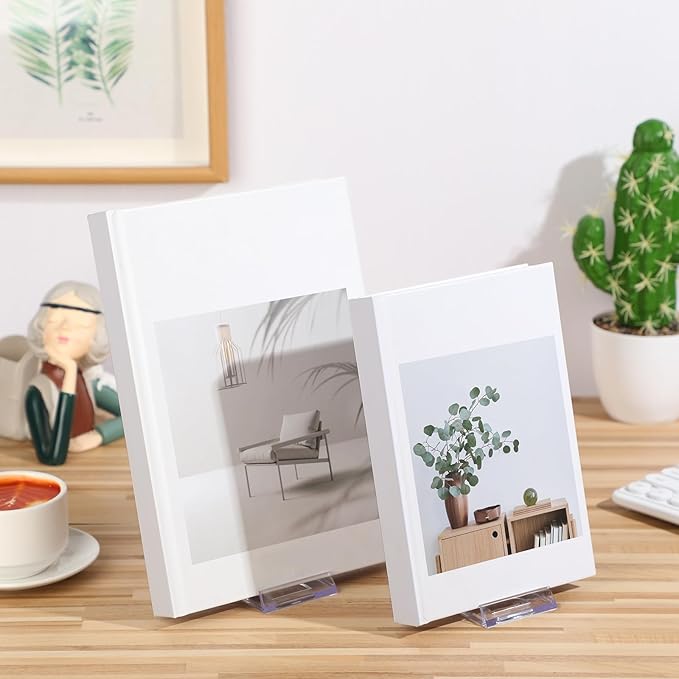 12 Pack Acrylic Book Stand for Display Adjustable Clear Display Holder Easel Collector Stand for Home Office Back to School Comic Album CD Magazine Postcard Artworks (4.2 x 4.3 x 2.35 Inch)