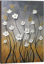 Wieco Art Morning Dancing 100% Hand Painted Floral Oil Paintings Canvas Wall Art Modern Stretched and Framed Grace Abstract Flowers Artwork Ready to Hang for Living Room Home Decorations Wall Decor