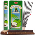TRUMIRI Coconut Incense Stick Bundle: 121 Pieces (6 Packets of 20), Includes Incense Holder