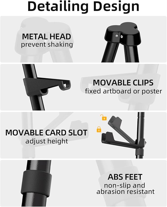 Nicpro Art Folding Easels for Display, 2 Pack 63 Inches Metal Floor Easel Stand Bulk Tripod Black Collapsible for Sign Artist Poster Wedding | with Carry Bag