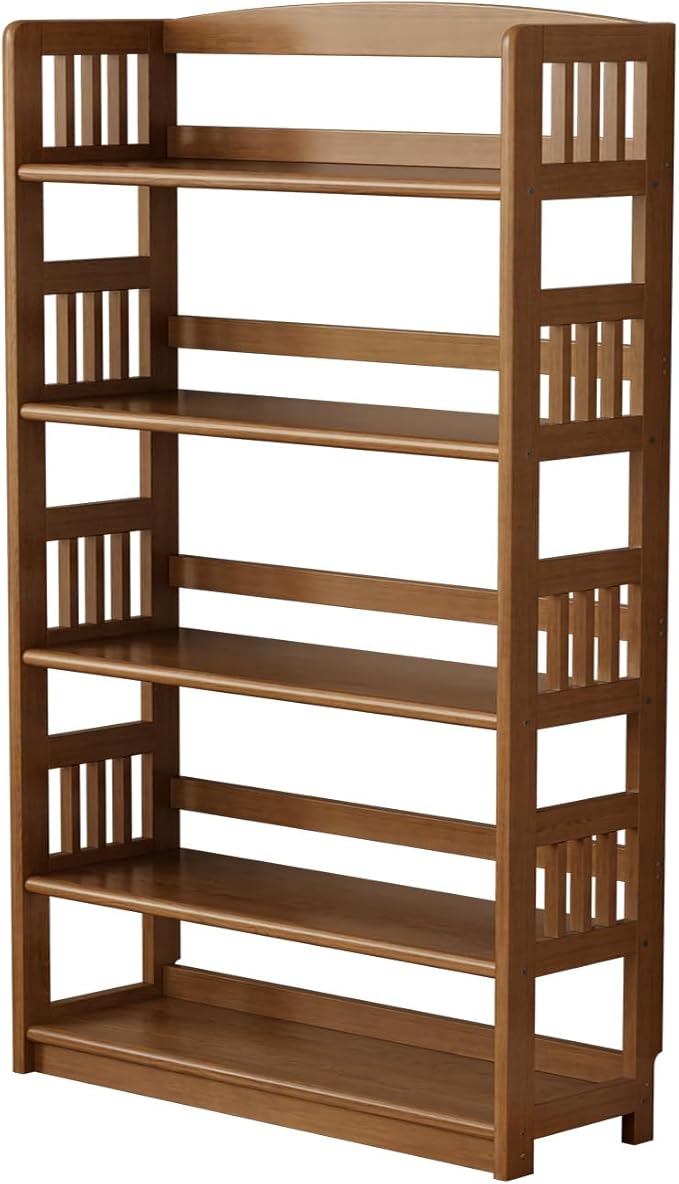 5-Tier Solid Wood Open Bookcase,Modern Display Bookshelf,Farmhouse Wide Etagere Bookcase, Freestanding Storage Cabinet for Study Room Office Living Room Flower Rack