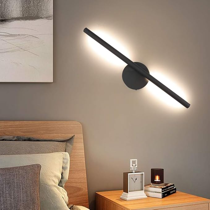 Aipsun Black Wall Sconce Rotatable 360° LED Black Wall Light Fixture for Bedroom Living Room Hotel Hallway Corridor Warm White 3000K