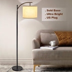DLLT Modern Arc Floor Lamp, Farmhouse Standing Floor Lamps with Lantern Lampshade, Industrial Tall Reading Light for Bedroom Living Room Office Study, 3 Color Temperatures, Black, 8W Bulb Included