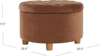 Homepop Home Decor | Button Tufted Velvet Round Storage Ottoman | Ottoman with Storage for Living Room & Bedroom, Spice Orange Velvet
