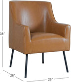 HomePop Modern Accent Chair, Homepop Home Décor, Accent Chairs for Living Room & Bedroom, Fabric Reading Living Room Side Chair, Single Sofa with Lounge Seat and Metal Legs- Carmel Faux Leather