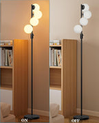 Lightdot 64IN Dimmable (Brightness Adjustable) Globe Floor Lamp, Black Standing Lamps with 4PCS 3000K Bulbs Included, Mid Century Modern Floor Lamp for Living Room/Sofa Beside/Corner Decor