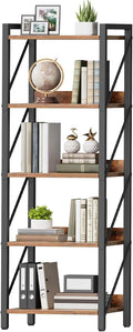 HOOBRO Bookshelf, 5-Tier Industrial Bookcase, Book Shelf Storage Organizer, Tall Bookshelf with Metal Frame for Living Room, Bedroom, Home Office, Kitchen, Rustic Brown and Black BF73SJ01