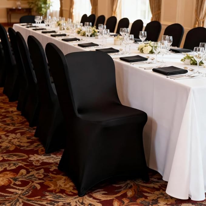 30 Pcs Black Folding Chair Cover Washable Removable Universal Fitted Chair Cover Protector for Wedding Party Banquet Holidays Celebration Decoration Chair Covers