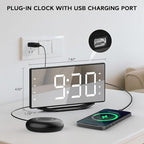 OnLyee Vibrating Alarm Clock with 8.7” LED Mirror for Heavy Sleepers & Hearing Impaired, Bed Shaker & 3 Wake-Up Modes, Dual Alarms, USB Charging, Adjustable Brightness, Snooze Function