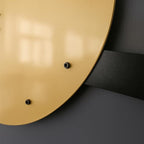 pluviart Geometric Gold and Black Wall Clock – Large Silent Metal Timepiece, Modern Mid-Century Wall Art for Living Room, Office and Home Decor