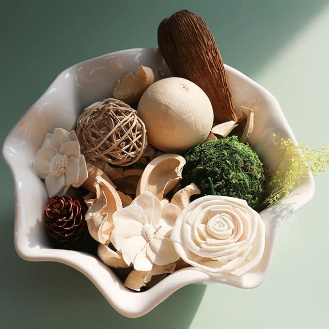 Qingbei Rina Spring Potpourri Bags,Jasmine Scented Potpourri Bowl Filler,White Decorative Dried Flowers, Home Fragrance Sachet of Petal,Vase Bathroom Decor,10oz